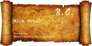 Nick Orbó névjegykártya